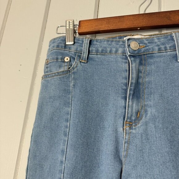 Peach Love California Denim Wide Raw Edge Bell Bottoms Flare Shredded Hem Boho S - Picture 8 of 15